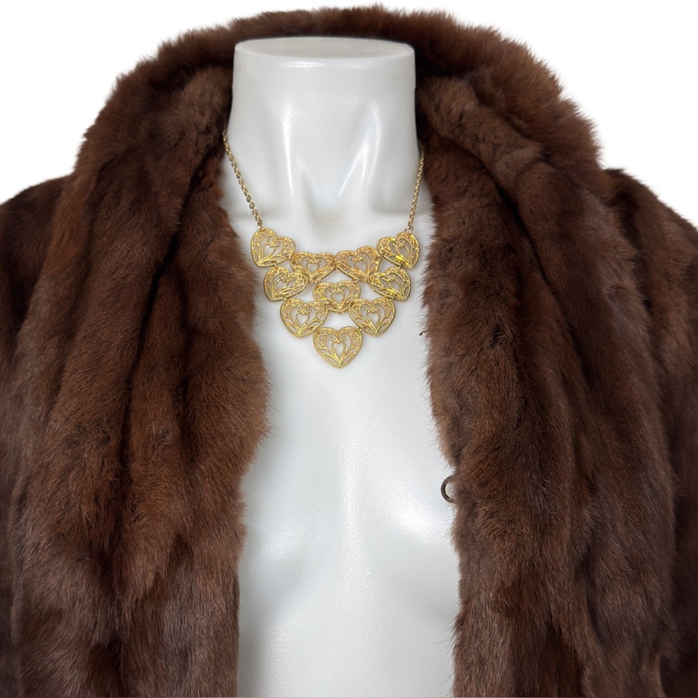 Vintage Brown 60s Leakas Furriers Dayton Mink Fur Shawl Cape Capelet - Picture 5 of 12